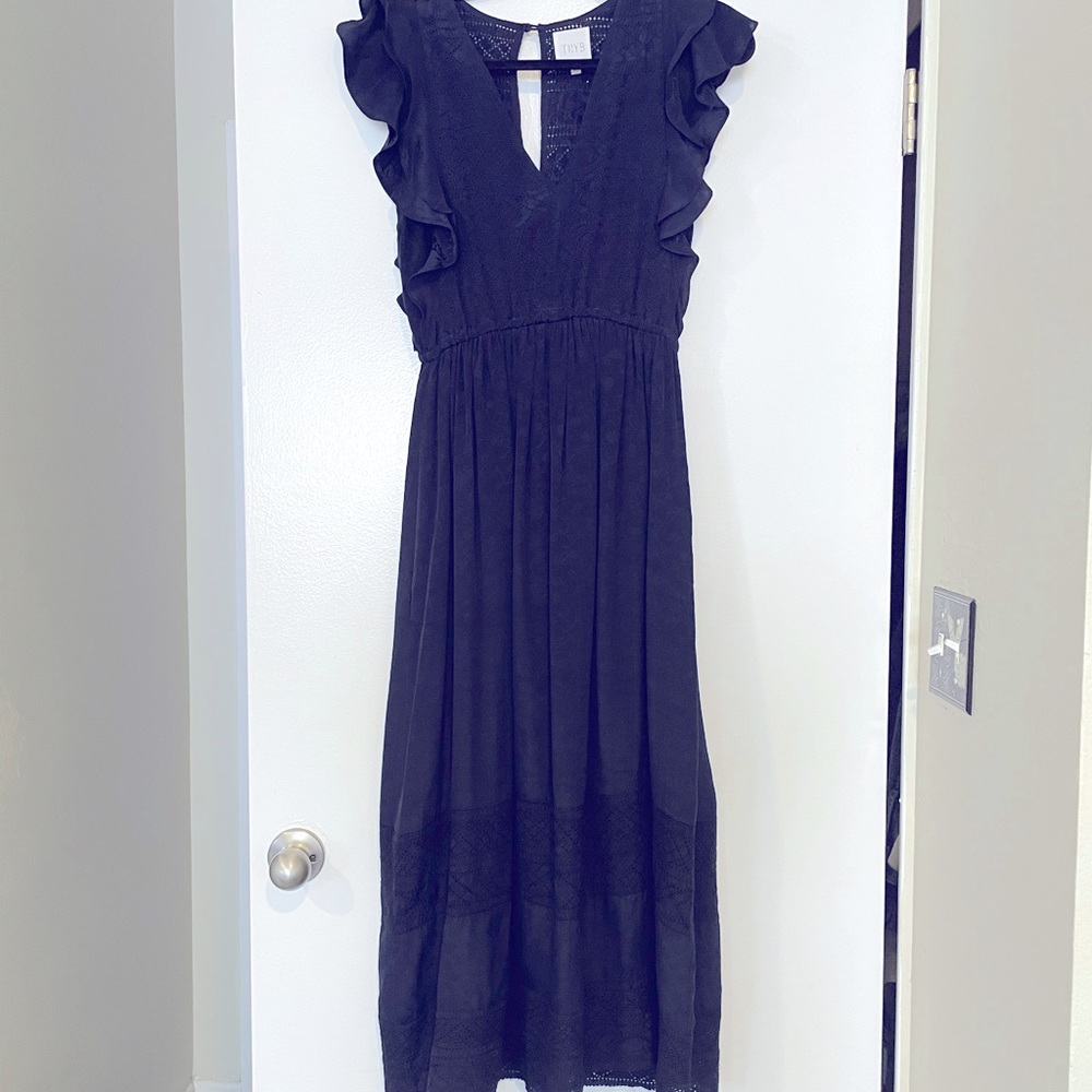 Revolve TryB Navy Silk Crotchet Lace Maxi Size XS